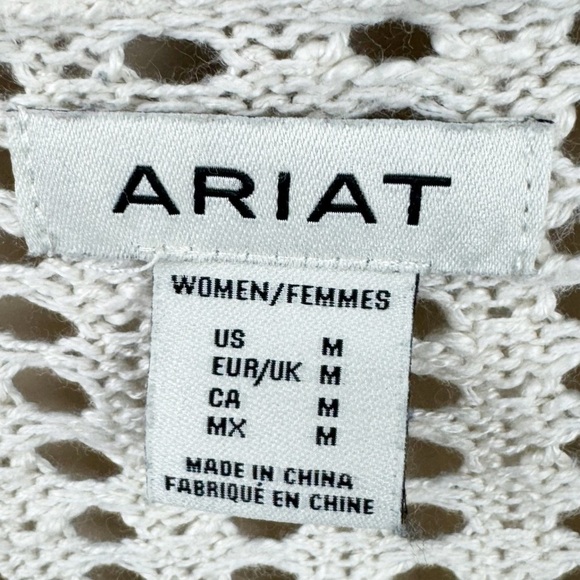 Ariat Cream Open-Knit Frolic Fringe Western Sweater Size Medium - Picture 10 of 17